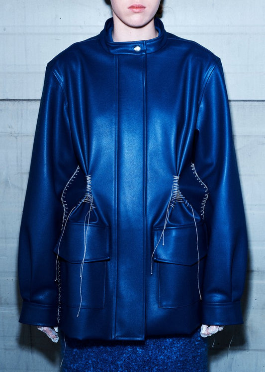 CACTUS LEATHER JACKET BLUE