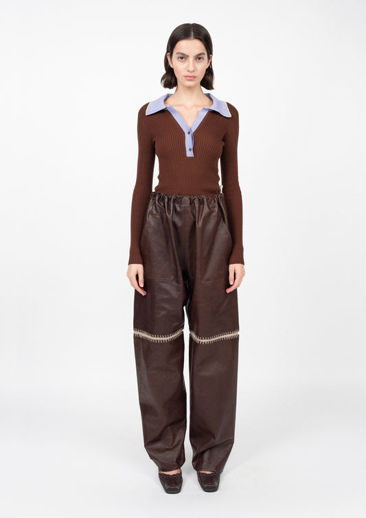 LEATHER CROCHET PANTS