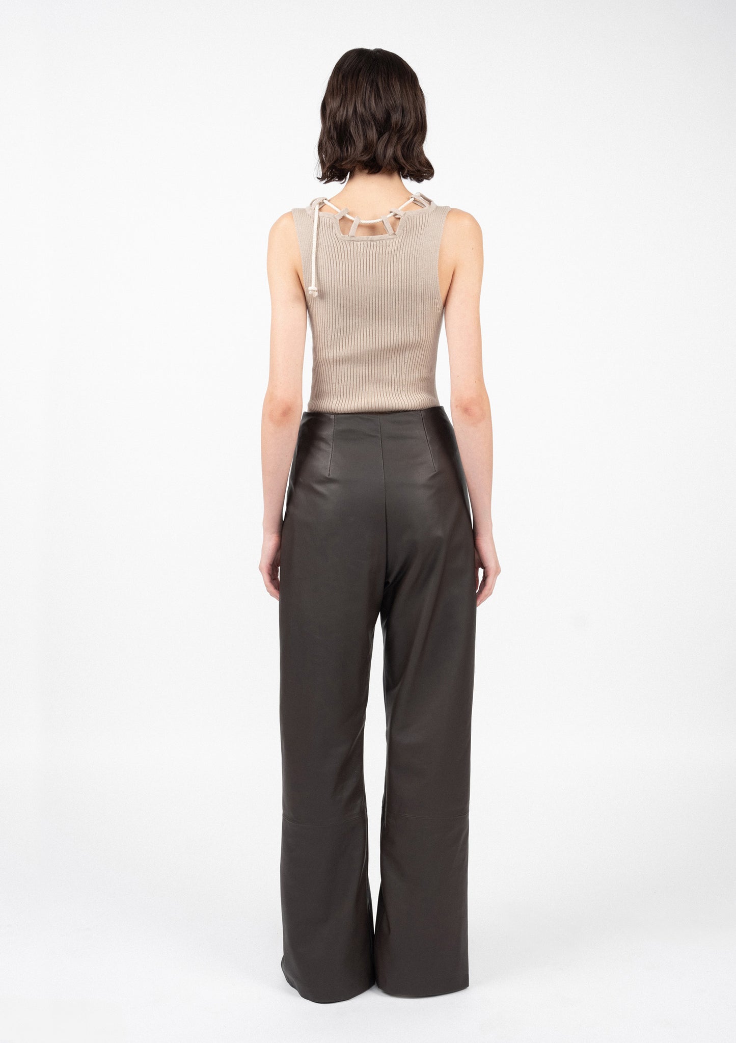 LEATHER SLIT PANTS